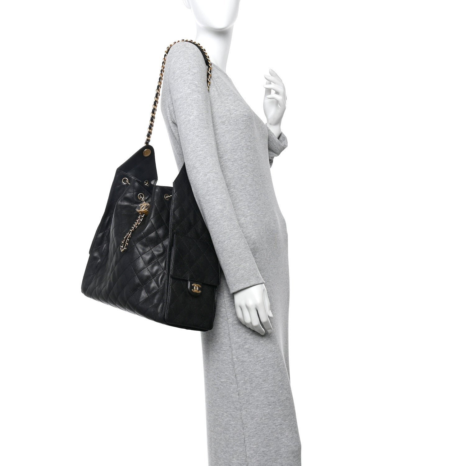 Caviar Quilted Large Chanel 25 Handbag Black - Image 2