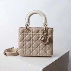 Medium Lady Dior Bag Powder Beige Cannage Lambskin