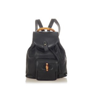 Gucci Bamboo Drawstring Leather Backpack