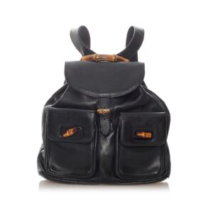 Gucci Bamboo Drawstring Leather Backpack