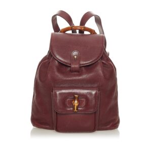 Gucci Bamboo Drawstring Leather Backpack