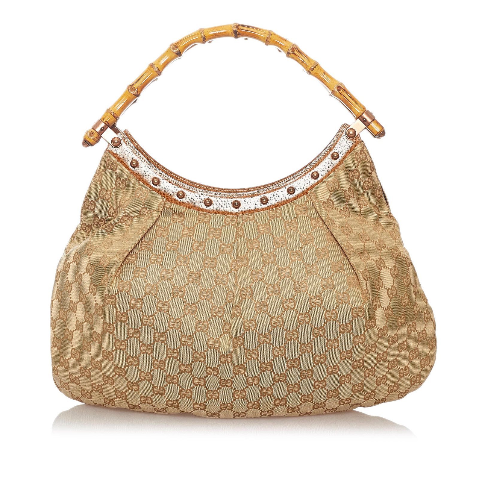 Gucci Bamboo GG Canvas Hobo Bag - Image 3