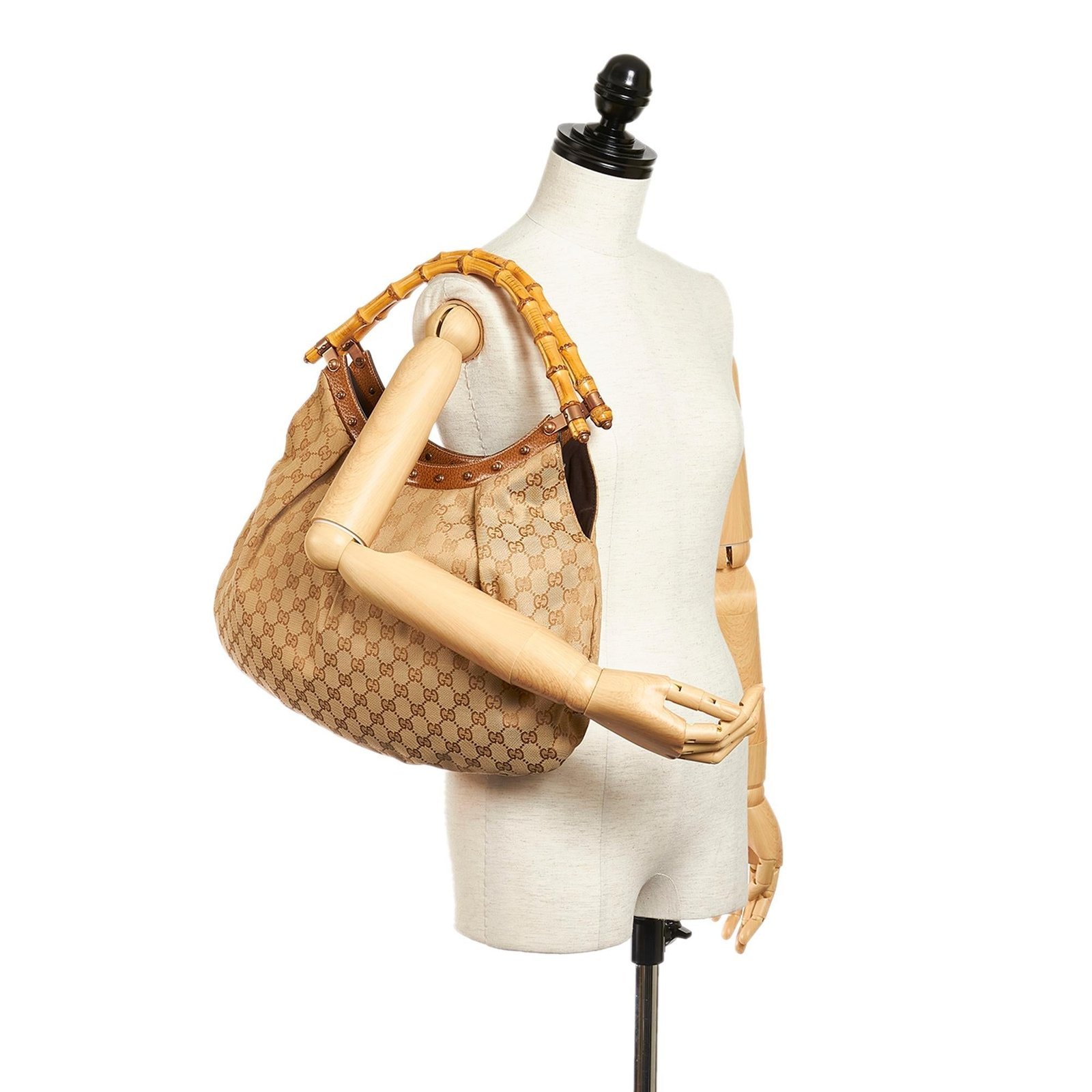 Gucci Bamboo GG Canvas Hobo Bag - Image 5