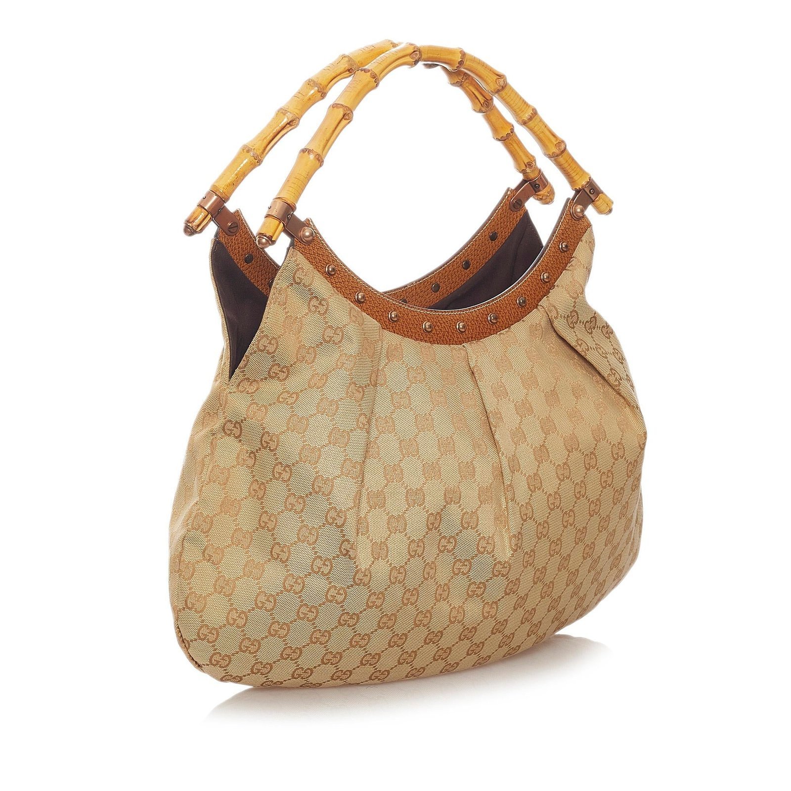 Gucci Bamboo GG Canvas Hobo Bag - Image 2