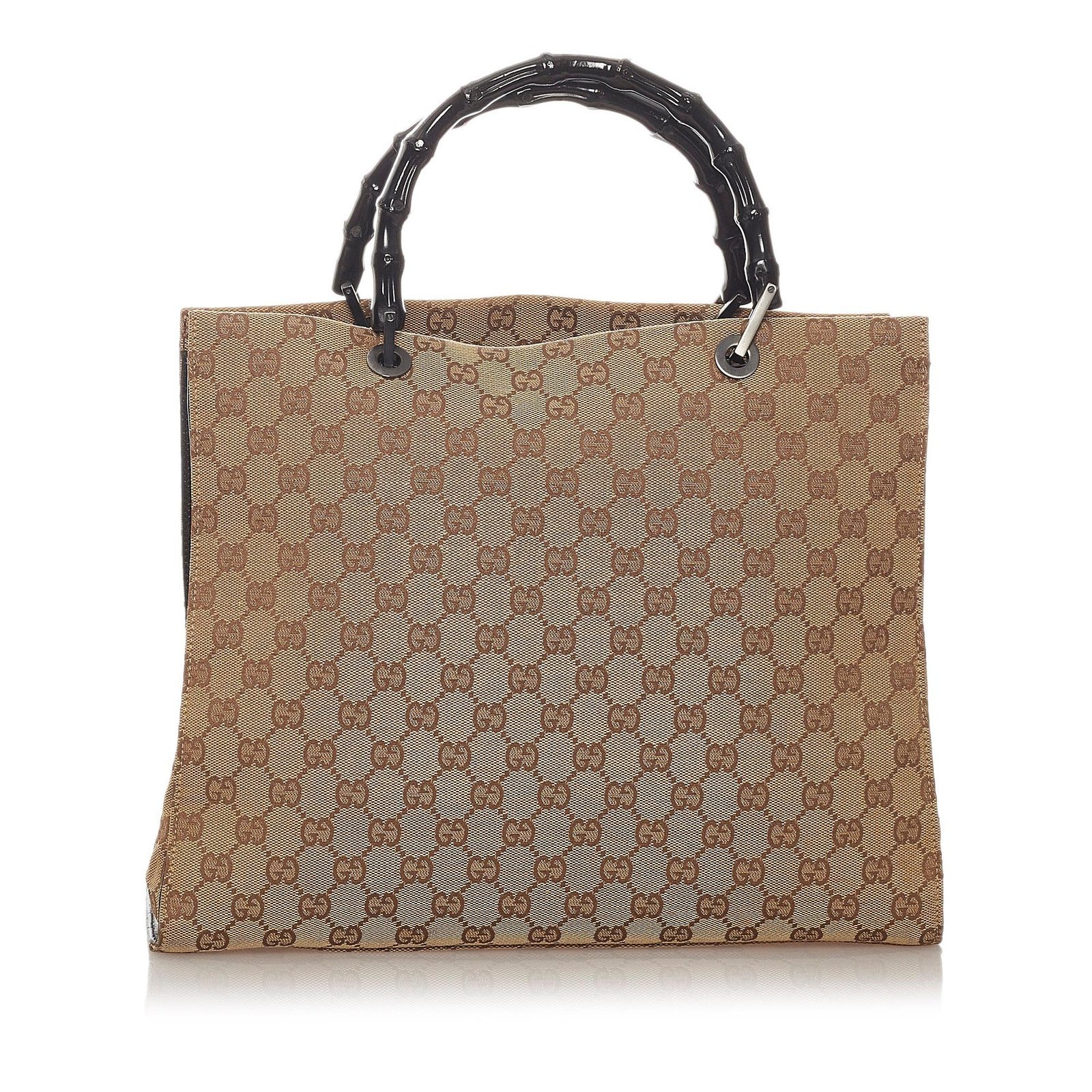 Gucci Bamboo GG Canvas Tote Bag - Image 3