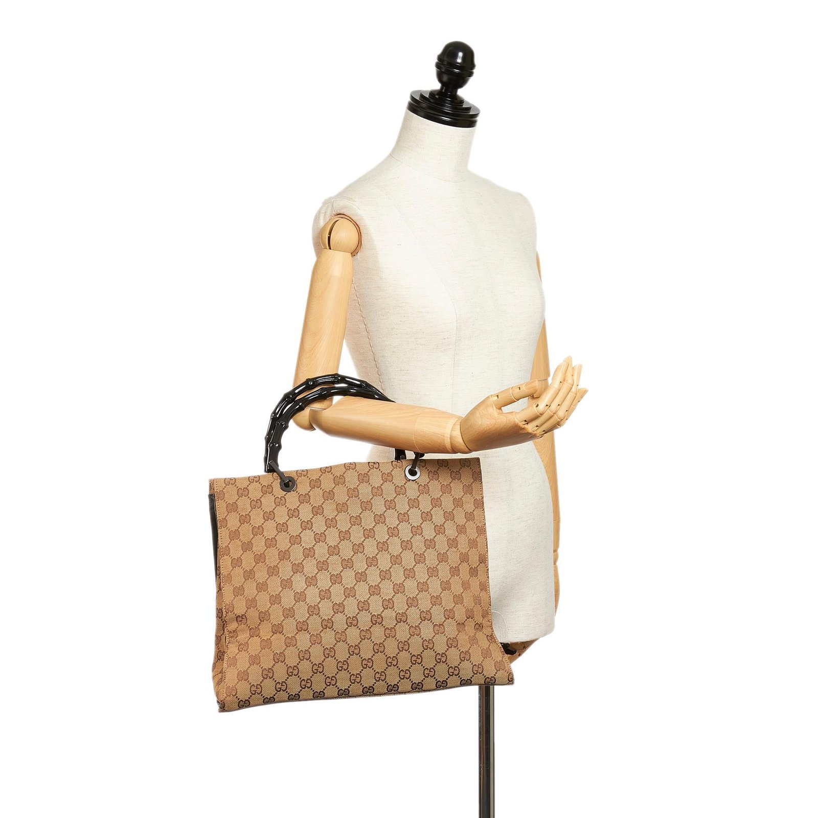 Gucci Bamboo GG Canvas Tote Bag - Image 5