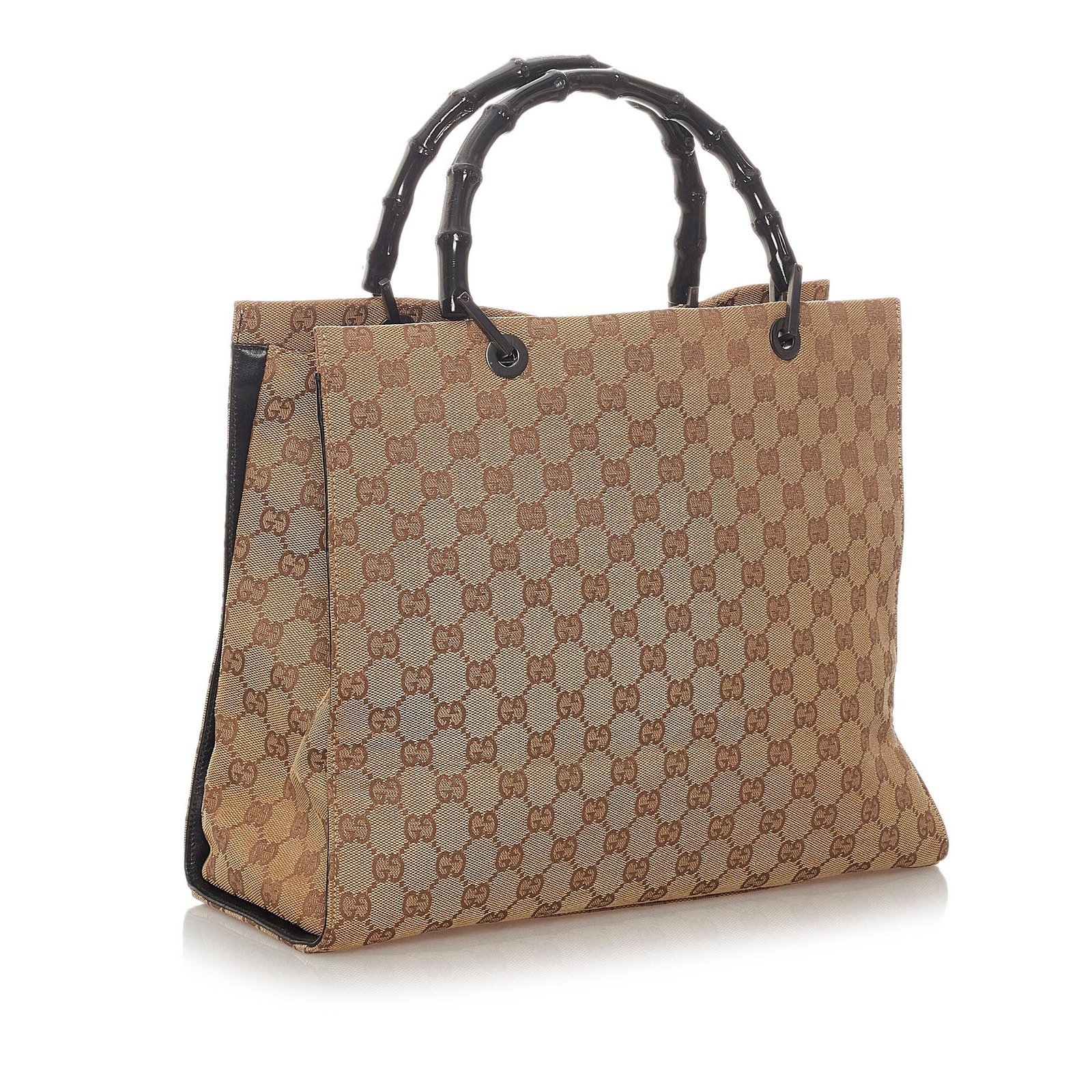 Gucci Bamboo GG Canvas Tote Bag - Image 2