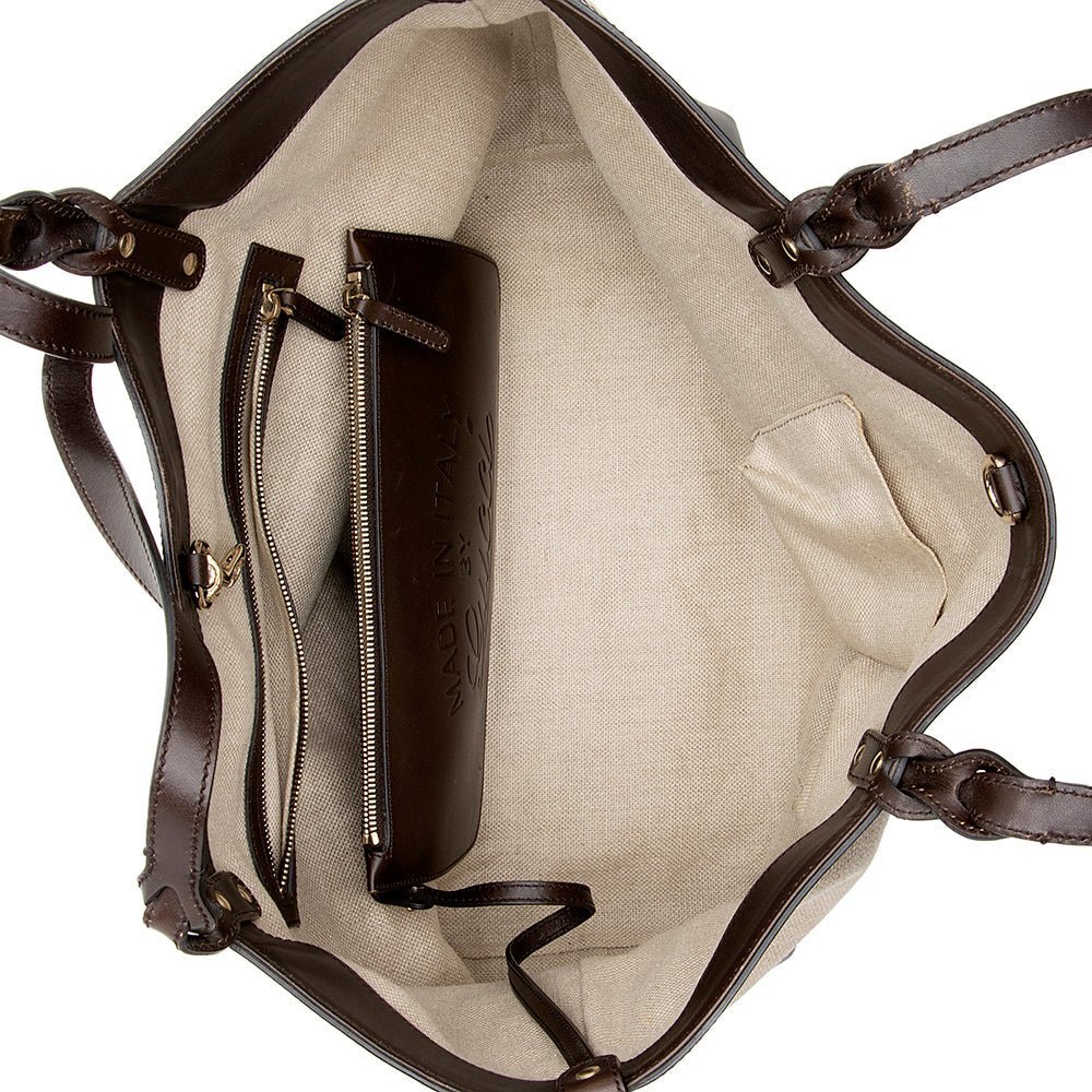 Gucci Canvas Leather Craft Tote - Image 7