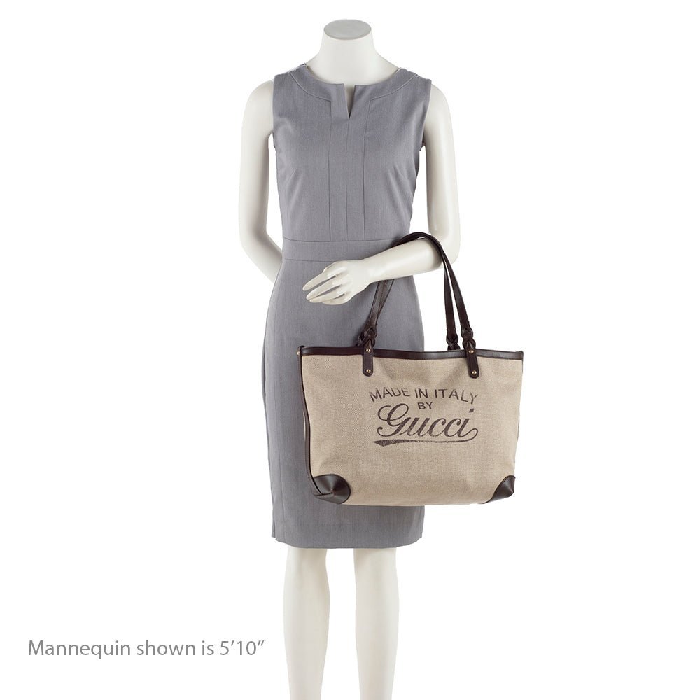 Gucci Canvas Leather Craft Tote - Image 5