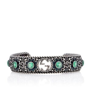 Gucci Crystal Floral Interlocking GG Cuff
