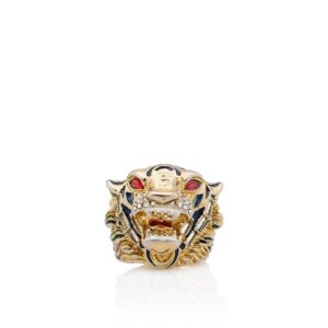 Gucci Crystal Tiger Head Ring - Size 6