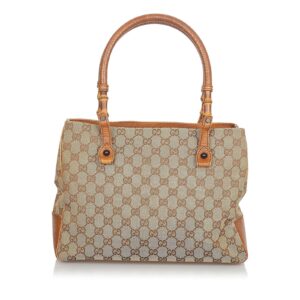 Gucci GG Canvas Bamboo Handbag