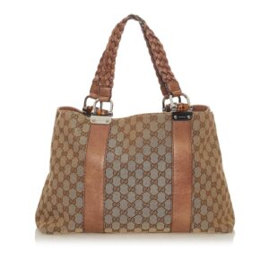 Gucci GG Canvas Bamboo Libeccio Tote Bag