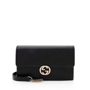 Gucci Grained Calfskin Interlocking G Chain Wallet