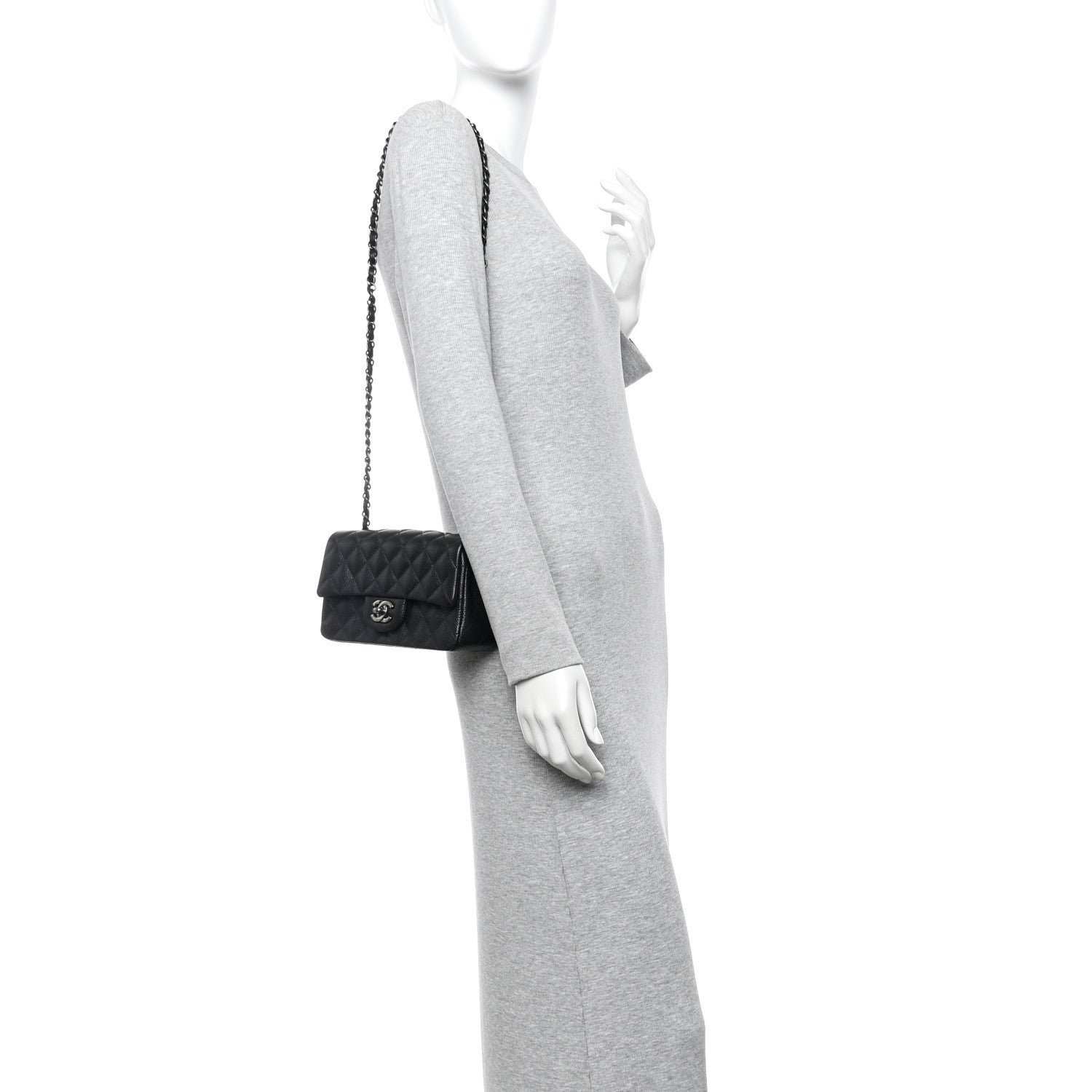 Caviar Quilted Mini Rectangular Flap Black - Image 2