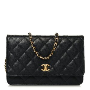 Caviar Quilted CC Turnlock Wallet On Chain WOC Black