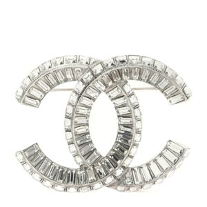 Baguette Crystal CC Brooch Silver