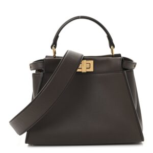 Fendi Vitello Seta Suede FF Mini Peekaboo Iconic Satchel