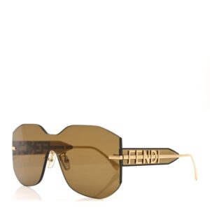 Acetate Metal Fendigraphy Shield Sunglasses FE 40067U Brown Gold