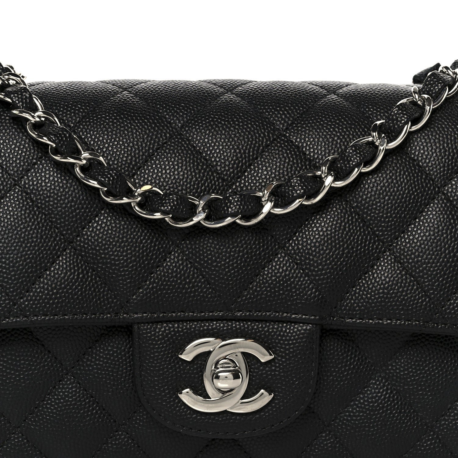 Caviar Quilted Mini Rectangular Flap Black - Image 9