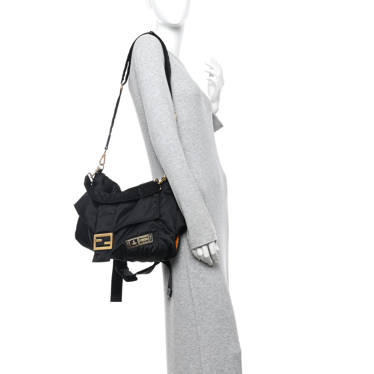 Fendi x Porter Nylon Regular Belt Baguette (Black) - Image 2