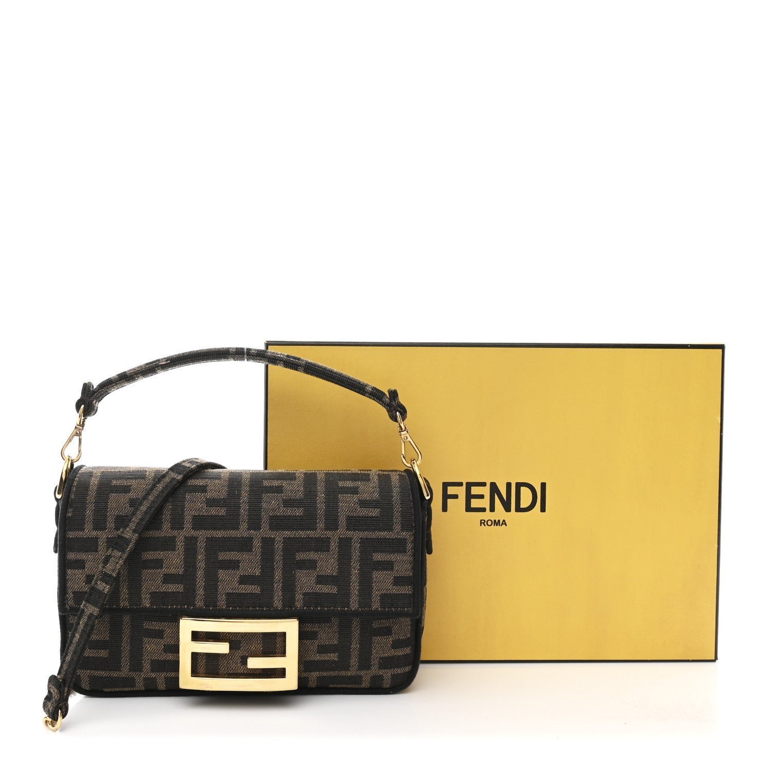 Fendi Fabric Jacquard FF 1974 Mini Baguette - Image 11