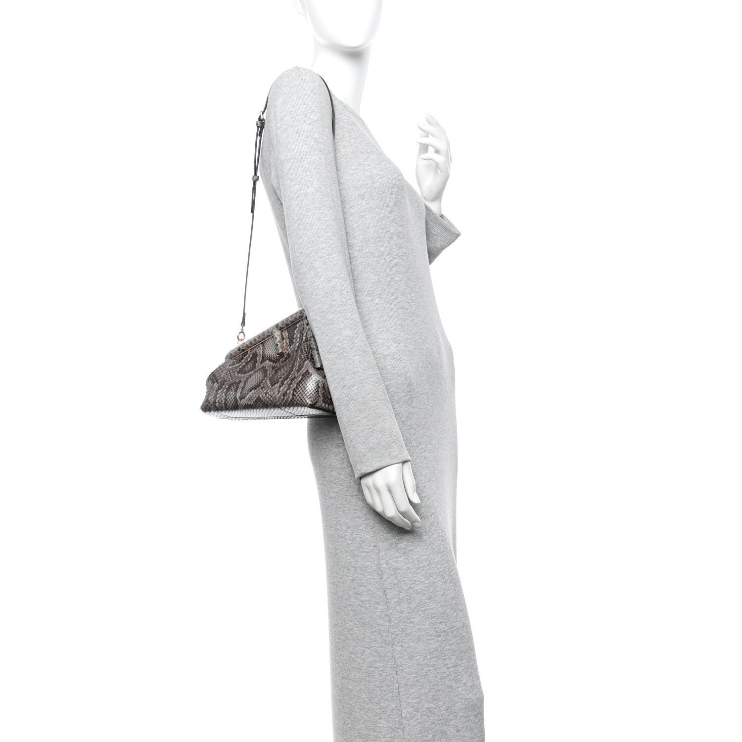 Fendi First Small Asfalto Grey Python Leather Bag - Image 2