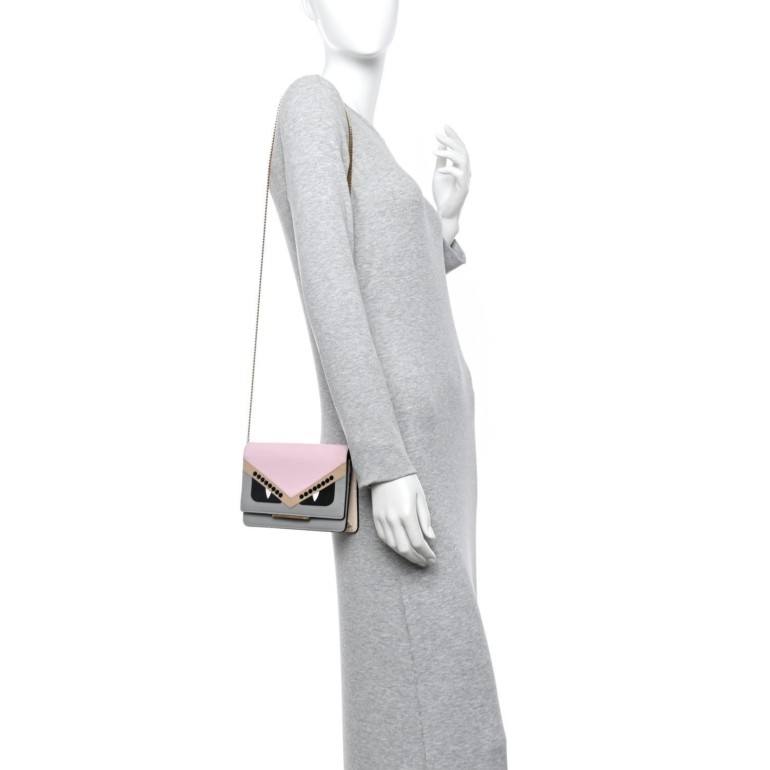 Fendi Vitello Elite Monster Eyes Studded Tube Wallet on Chain - Image 2