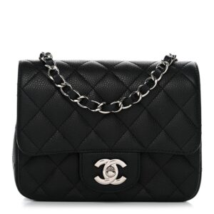 Caviar Quilted Mini Square Flap Black