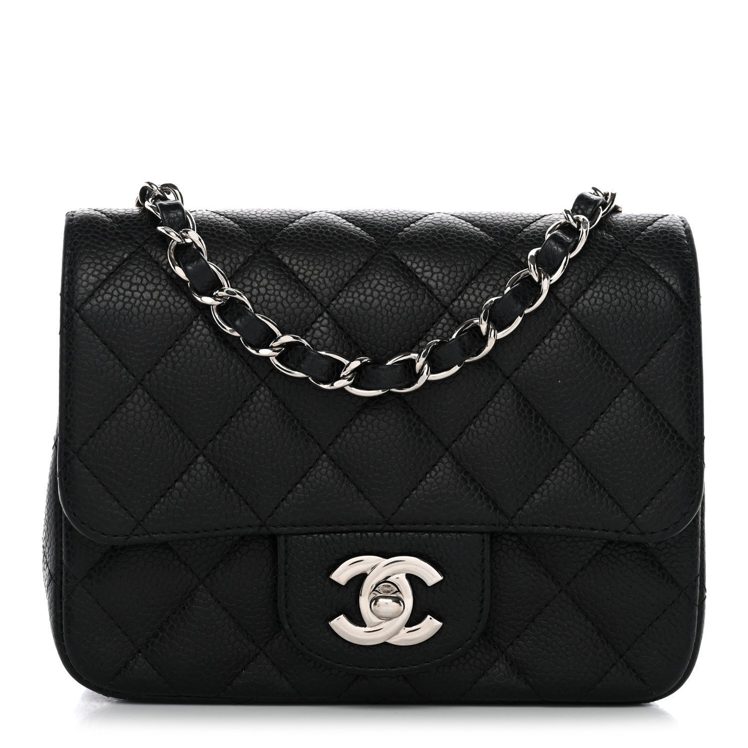 Caviar Quilted Mini Square Flap Black