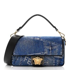 Fendi x Versace Denim Fendace Patchwork Baguette