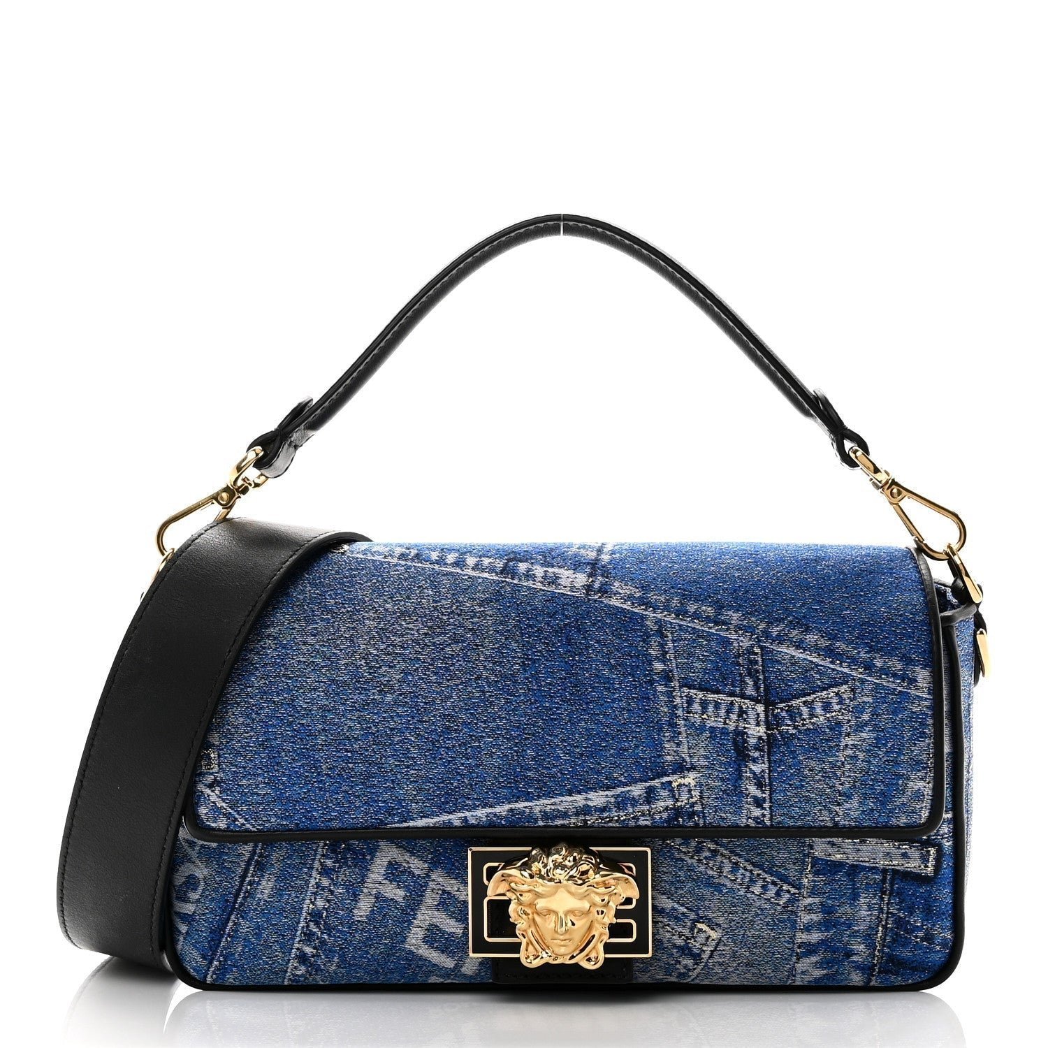 Fendi x Versace Denim Fendace Patchwork Baguette