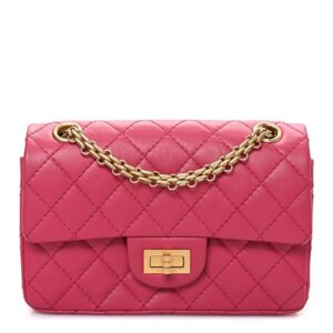 Aged Calfskin Quilted 2.55 Reissue Mini Flap Fuchsia