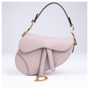 Saddle Bag with Strap  Blush Grained Calfskin