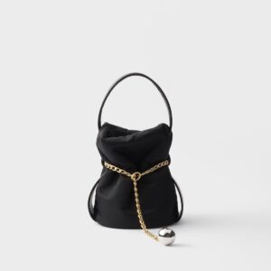 Prada Petit Sac Noir Mini Re-nylon And Nappa Leather Bucket Bag