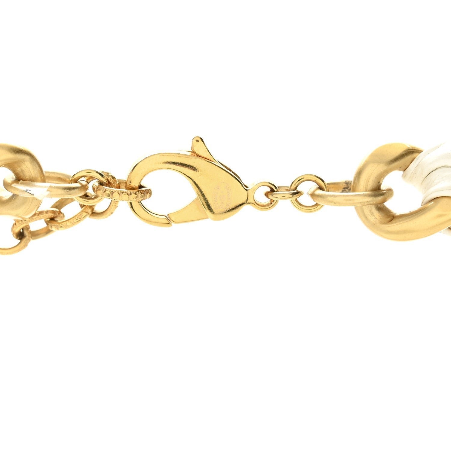 Calfskin Chain Camellia Bow Necklace Gold White - Image 6