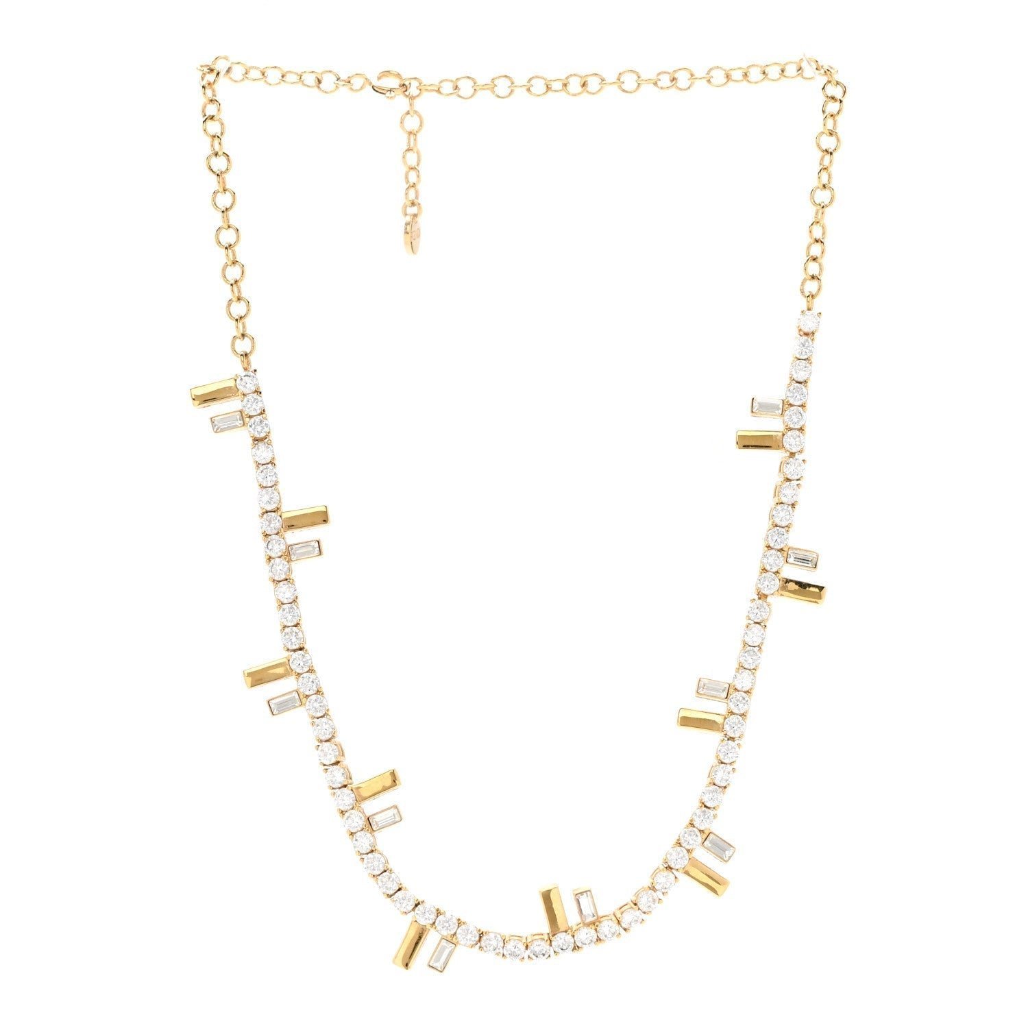 Fendi First Tennis Choker Gold-Finish Metal & Baguette Crystals - Image 3