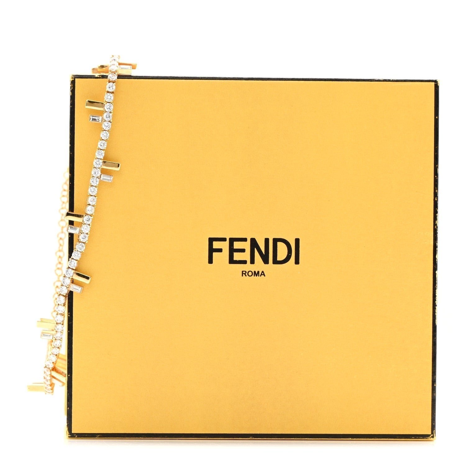 Fendi First Tennis Choker Gold-Finish Metal & Baguette Crystals - Image 7
