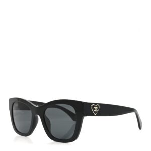 Acetate Square CC Heart Sunglasses 5478-A Black