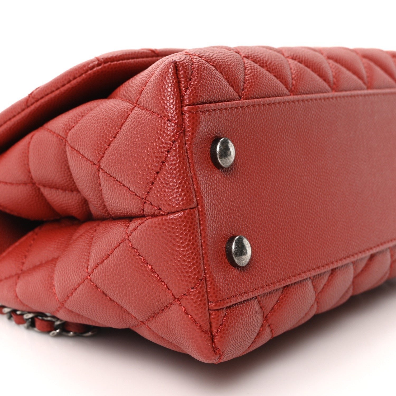 Caviar Quilted Mini Coco Handle Flap Red - Image 9
