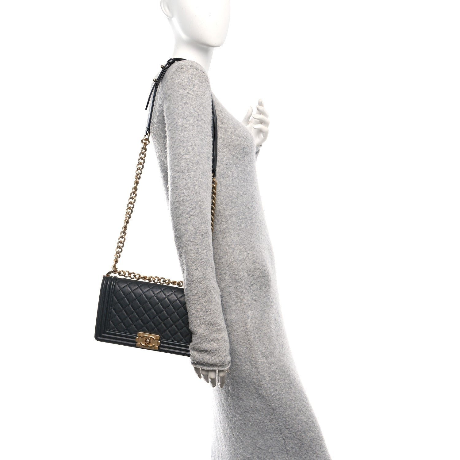 Calfskin Quilted Medium Boy Flap Black - Image 2