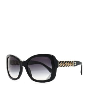 Acetate Metal Chain Square Sunglasses 5305 Black