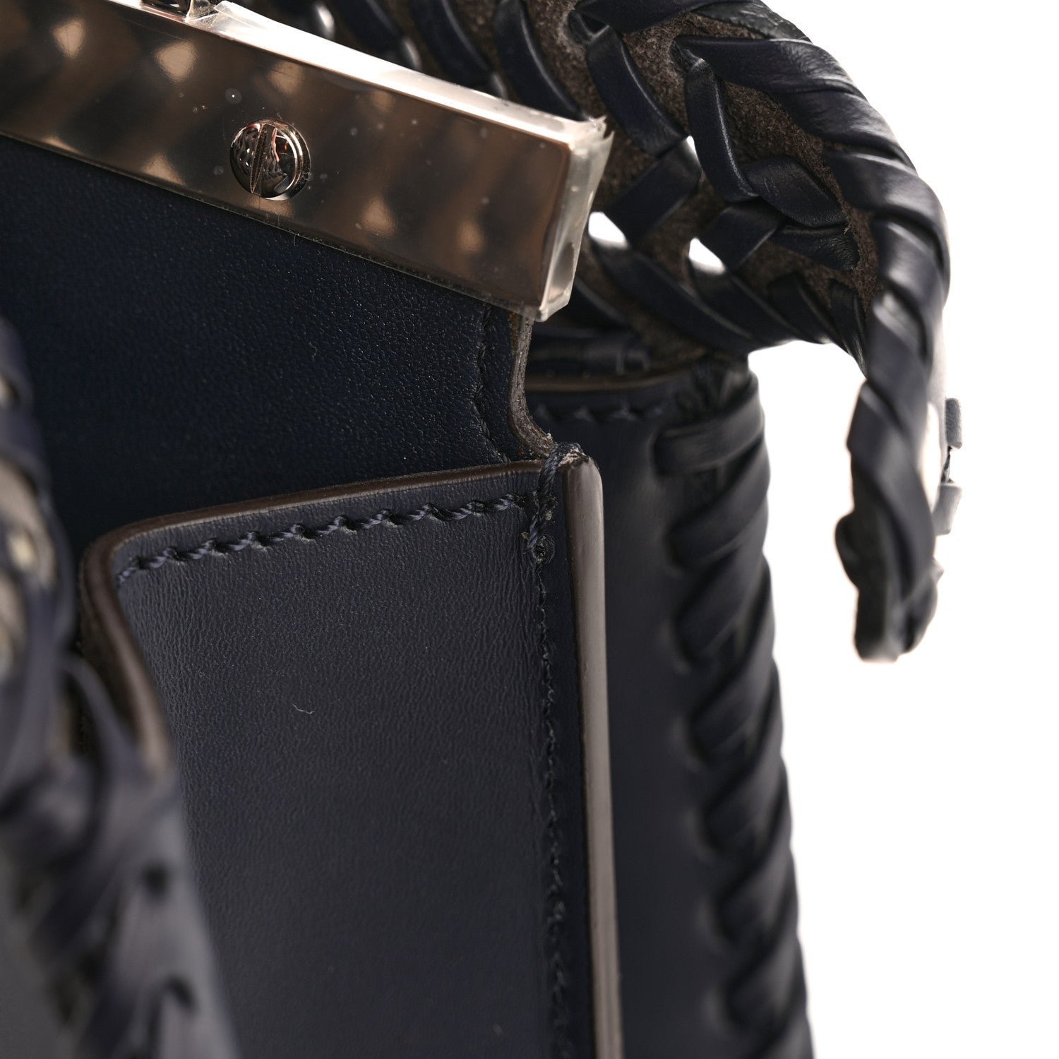 Fendi Vitello King Shiny Nappa Intreccio Petite Peekaboo I SEE U Satchel - Image 12