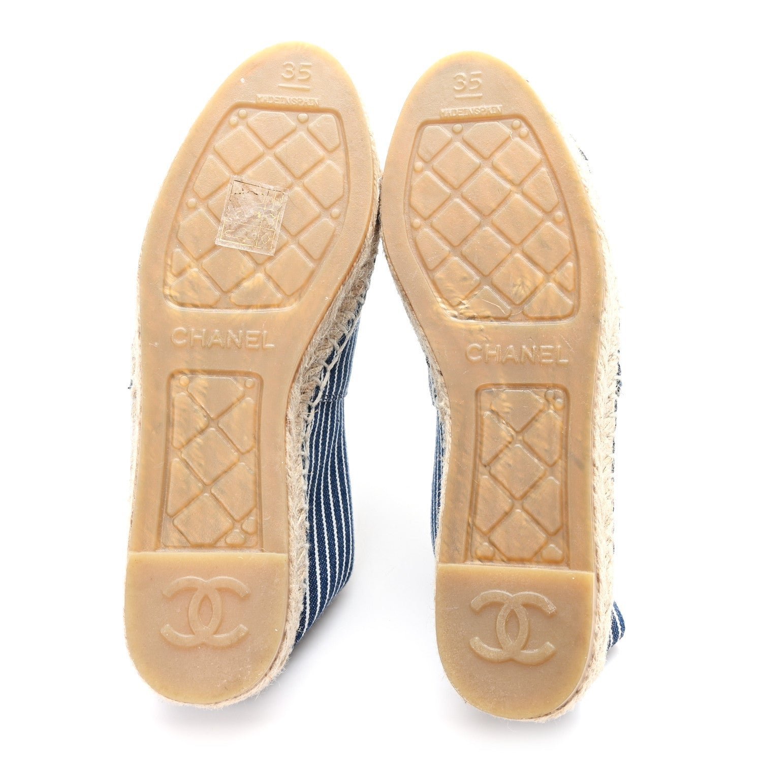 Canvas Striped Patent CC Espadrilles 35 Navy Black - Image 6