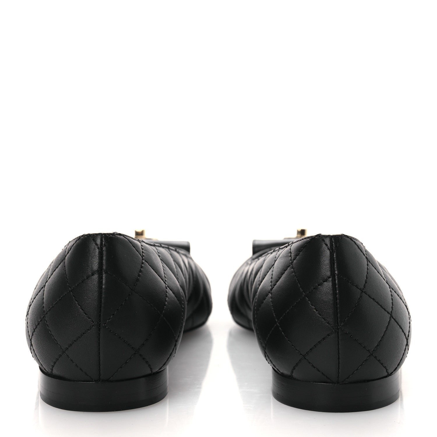 Calfskin Lambskin Quilted CC Cap Toe Ballerina Flats 37 Black - Image 6