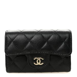 Caviar Quilted Classic 4 Key Holder Wallet Black