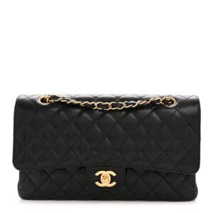Caviar Quilted Medium Double Flap Black