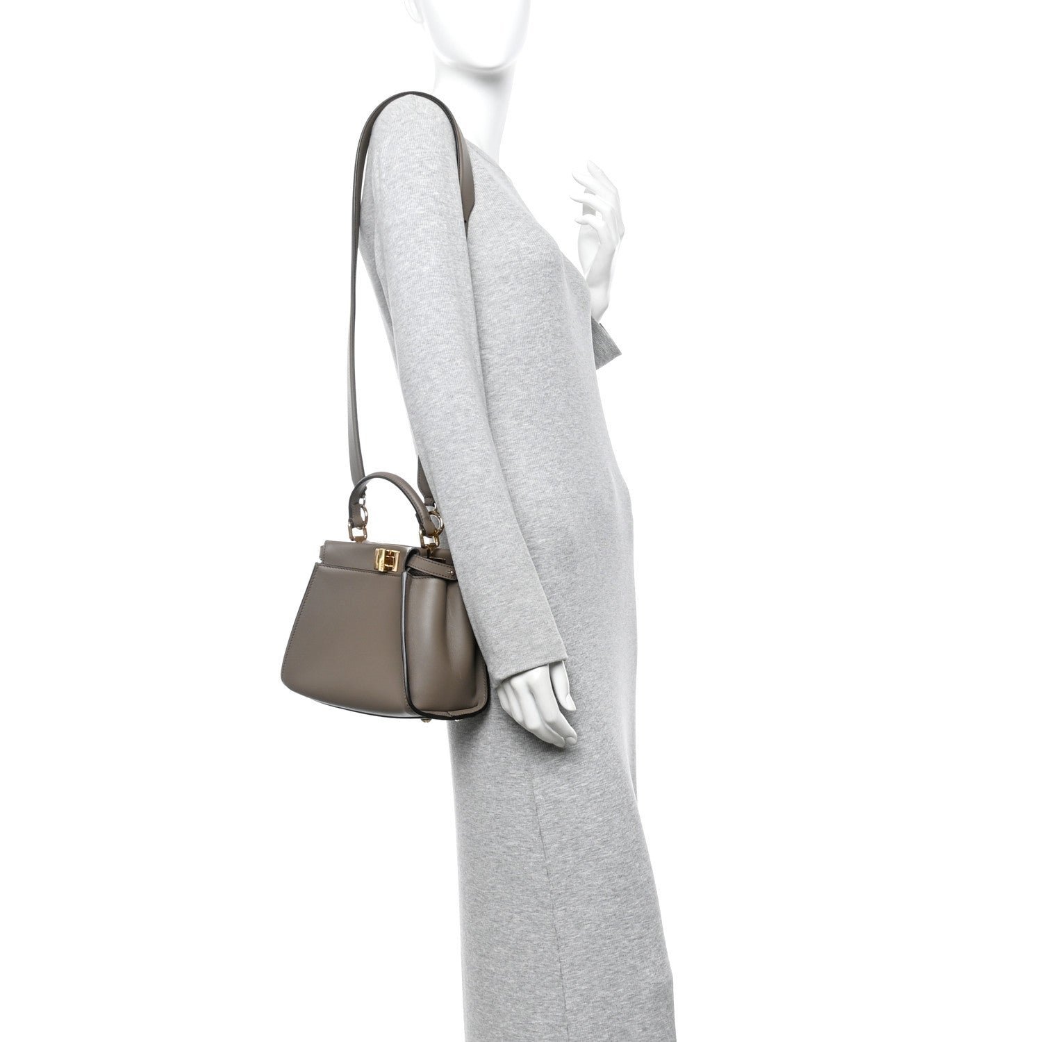 Fendi Vitello Seta Canvas FF Embroidered Mini Peekaboo Iconic Satchel - Image 2