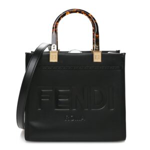 Fendi Vitello King Plexiglass Logo Embossed Small Fendi Sunshine Shopper Tote