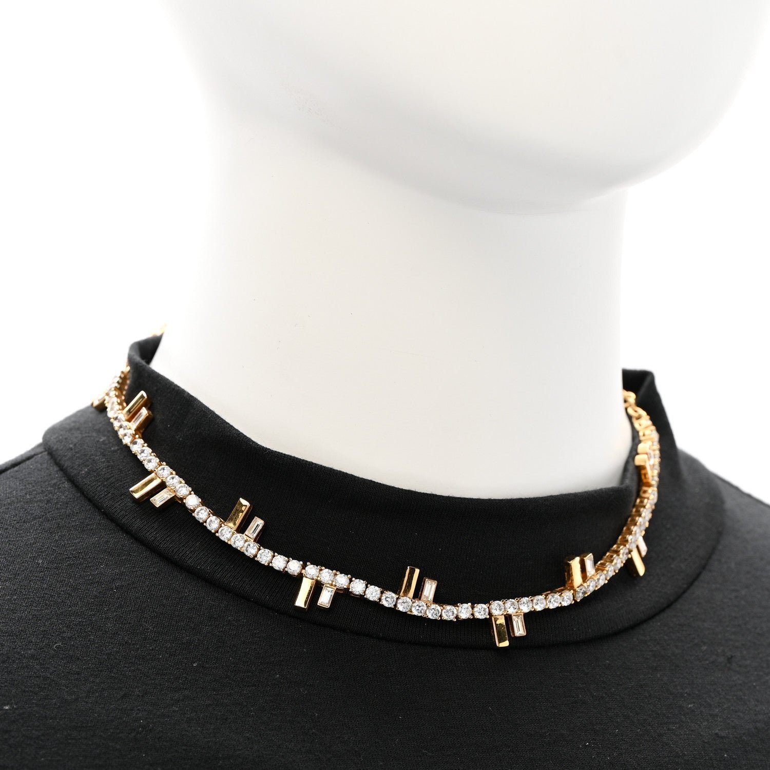 Fendi First Tennis Choker Gold-Finish Metal & Baguette Crystals - Image 2